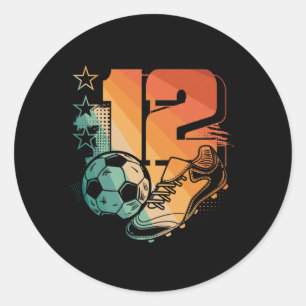 12th Birthday Boy Soccer Player Football 12 Years Classic Round Sticker