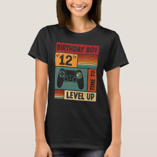 12th Birthday Boy Time to Level Up 12 Years Old Vi T-Shirt