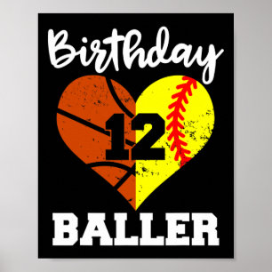 12th Birthday Byller Fun 12 Year Old Softbyll Bysk Poster
