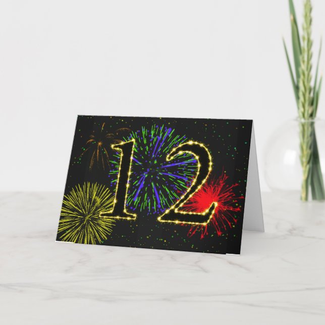 12th Birthday card with fireworks (Front)