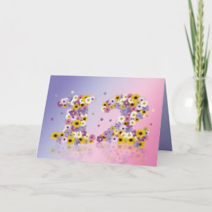 12th birthday card with flowery letters
