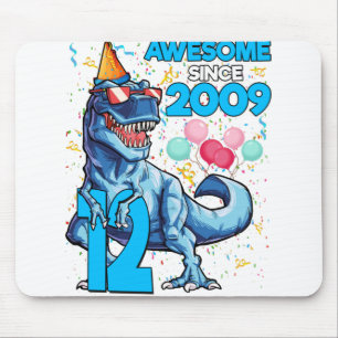 12th Birthday Dinosaur 12 Year Old Boy Kids Awesom Mouse Pad