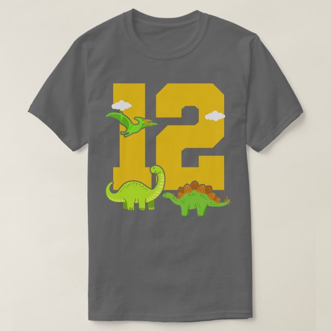 12th Birthday Dinosaur T-Shirt (Design Front)