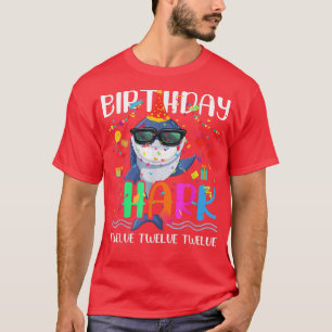 12th Birthday Family Shark Kids Twelve Twelve Twel T-Shirt
