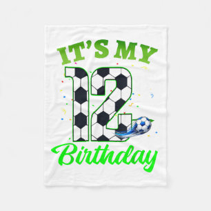 12th Birthday Football Boy Girl Kids Soccer Sports Fleece Blanket