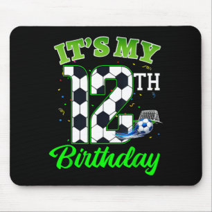 12th Birthday Football Boy Girl Kids Soccer Sports Mouse Pad