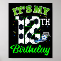 12th Birthday Football Boy Girl Kids Soccer Sports