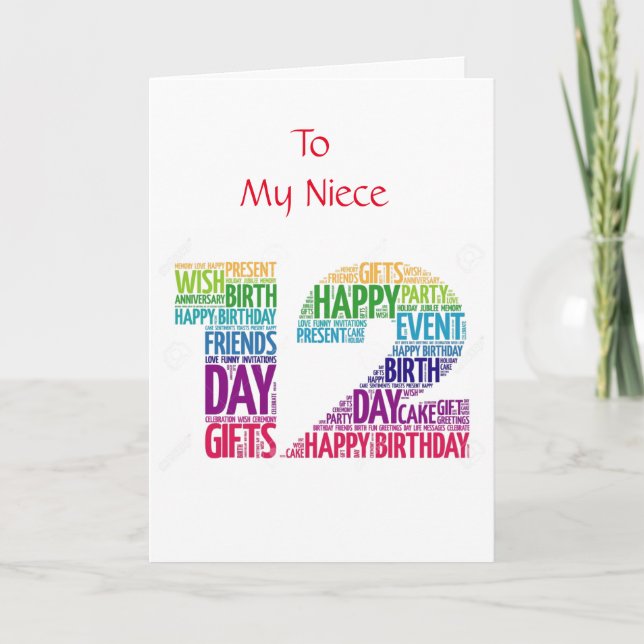 **12th BIRTHDAY FOR MY LOVELY NIECE** Card (Front)