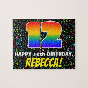 12th Birthday — Fun, Colourful Music Symbols & “12 Jigsaw Puzzle