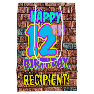 12th Birthday: Fun, Urban Graffiti Inspired Look Medium Gift Bag