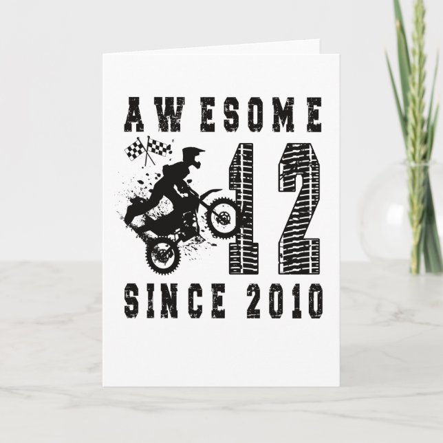 12th Birthday Gift Dirt Bike Boy Born in 2010 Card (Front)