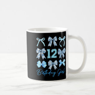 12th Birthday Girl Blue Toile Coquette Bow 12 Year Coffee Mug