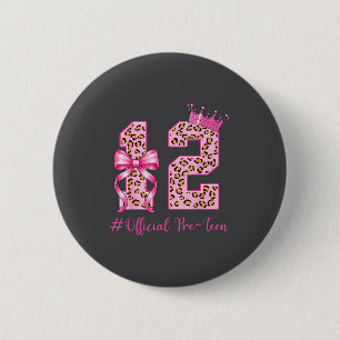 12th Birthday Girl Nk Coquette Bow Leopard 12 Year 6 Cm Round Badge