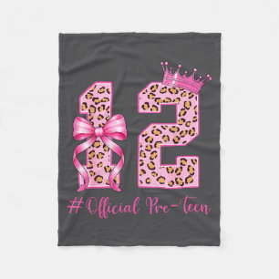 12th Birthday Girl Nk Coquette Bow Leopard 12 Year Fleece Blanket