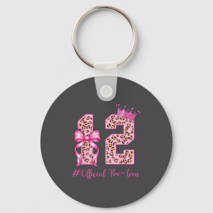 12th Birthday Girl Nk Coquette Bow Leopard 12 Year Key Ring