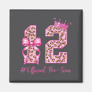 12th Birthday Girl Nk Coquette Bow Leopard 12 Year Magnet