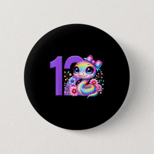 12th Birthday Girl Snake Party Rainbow Coquette Bo 6 Cm Round Badge