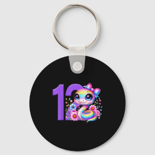 12th Birthday Girl Snake Party Rainbow Coquette Bo Key Ring