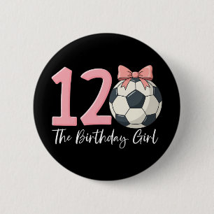 12th Birthday Girl Soccer Ll Coquette Pink 12 6 Cm Round Badge