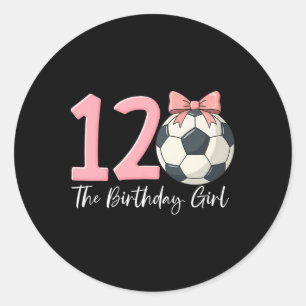 12th Birthday Girl Soccer Ll Coquette Pink 12 Classic Round Sticker