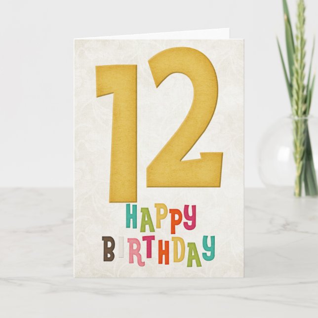 12th Birthday Happy Birthday Card Design (Front)