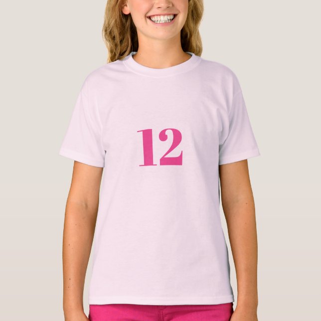 12th Birthday Happy Twelve Pink Custom Age Girly T-Shirt (Front)