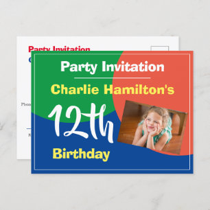 12th Birthday Invitation with Photo Postcard