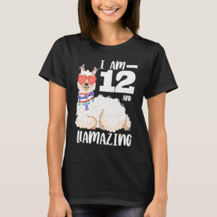 12th Birthday Llama 12 and Llamazing Amazing Gift T-Shirt