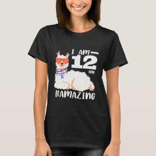 12th Birthday Llama 12 and Llamazing Amazing T-Shirt