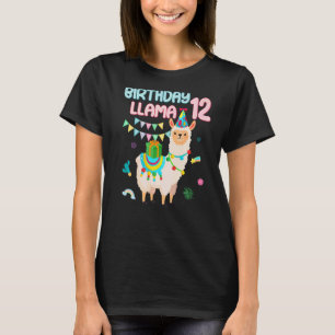 12th Birthday Llama 12 Years Old Themed Alpaca B T-Shirt