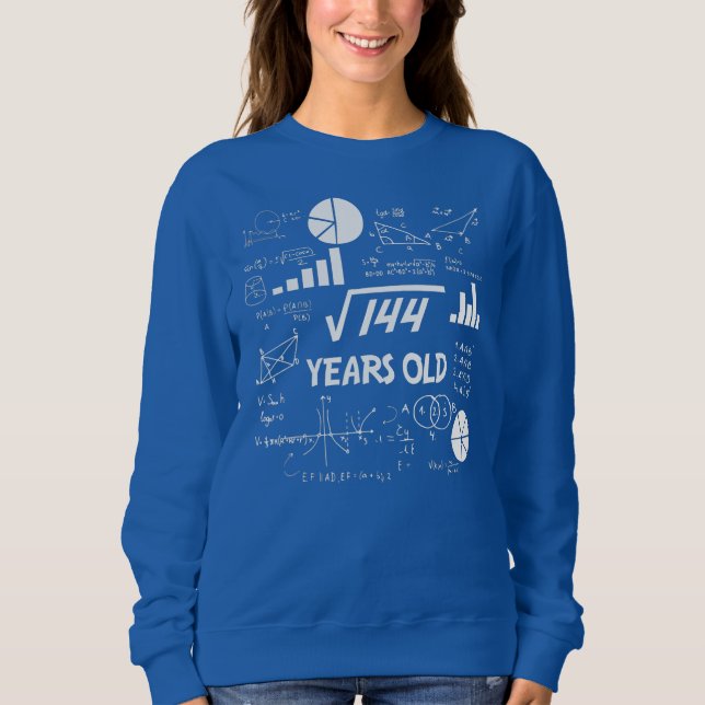 12th Birthday Love Math Square Root 144 Teacher Sweatshirt (Front)