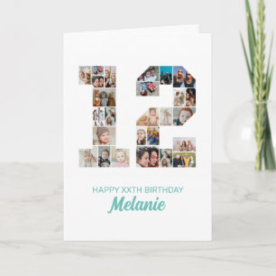 12th Birthday Number 12 Photo Collage Personalised Card