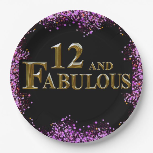 12th  Birthday  Paper Plate (Front)