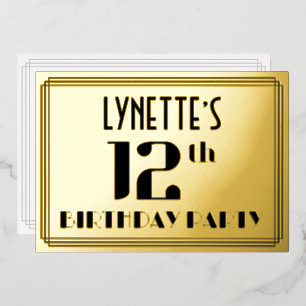 12th Birthday Party: Art Deco Look “12” and Name