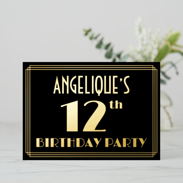 12th Birthday Party: Art Deco Look “12”, w/ Name (Standing Front)