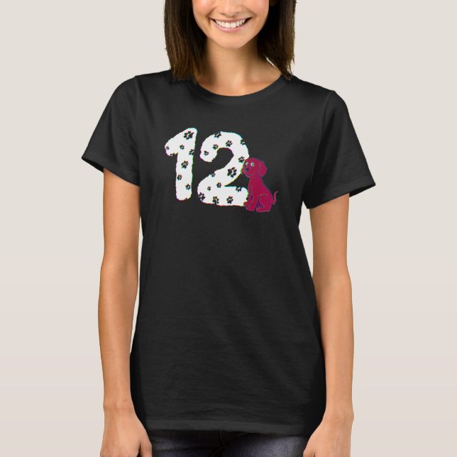 12th Birthday Party Cake Labrador Puppy Dog Owner  T-Shirt (Front)