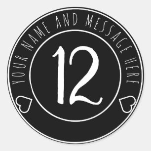 12th Birthday Party Cool Black and White Classic Round Sticker