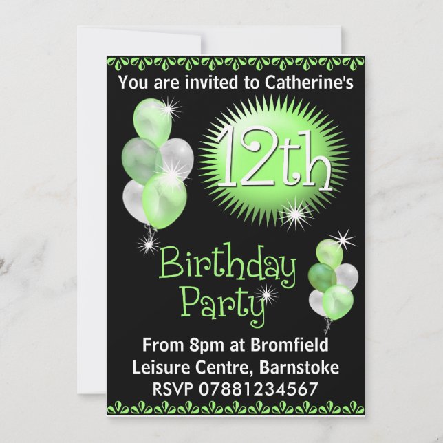 12th Birthday Party Invitation (Front)
