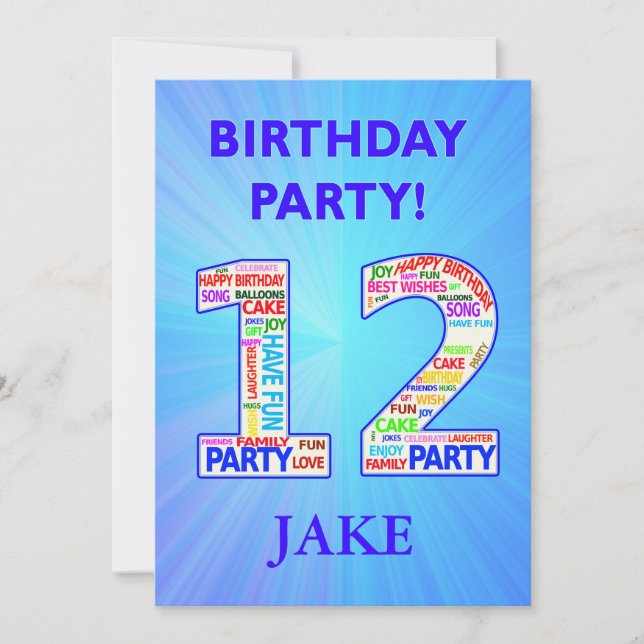 12th Birthday Party Invitation Add a Name (Front)