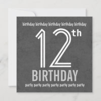 12th Birthday Party Modern Silver Recycled