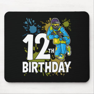 12th Birthday Party Paintll Player Gamer 12 Years  Mouse Pad