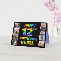 12th Birthday: Rainbow Text, Custom Photos & Name
