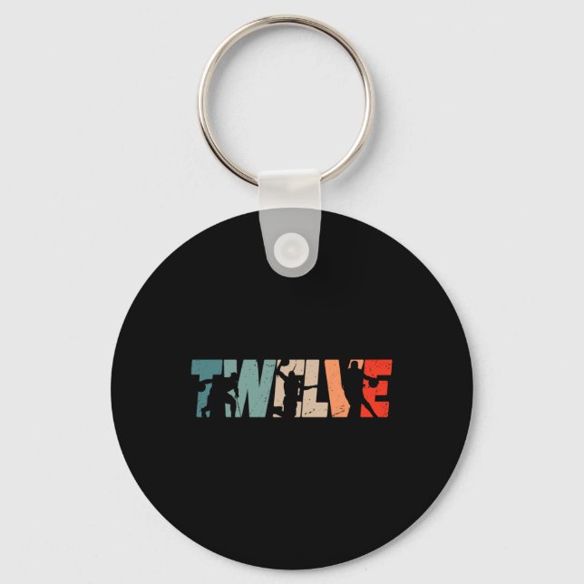 12th Birthday Retro Basketball 12 Years Old Boy Gi Key Ring (Front)