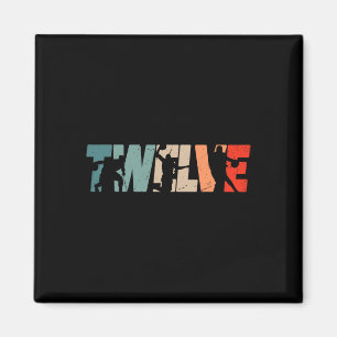 12th Birthday Retro Bysketbyll 12 Years Old Boy Gi Magnet