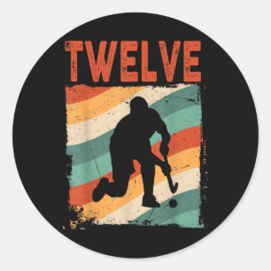 12th Birthday Retro Field Hockey 12 Years Old Boy  Classic Round Sticker