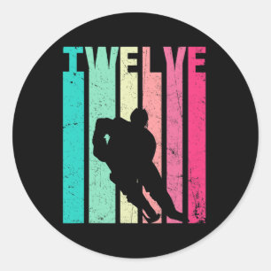 12th Birthday Retro Hockey Lovers 12 Years Old Bir Classic Round Sticker