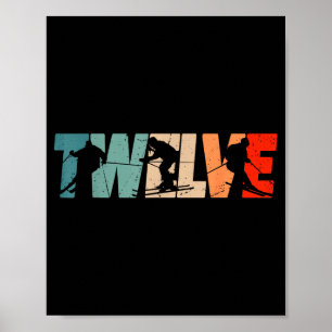 12th birthday retro ski skiing 12 year old boys poster