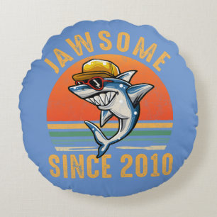 12th Birthday Shark 12 Year Old Jawsome Since 2010 Round Cushion