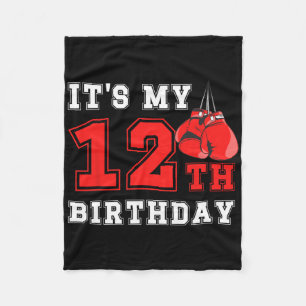 12th Boxing Birthday Party Twelve Year Old Boxer B Fleece Blanket