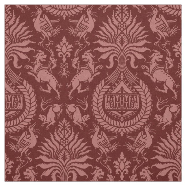 12th -Century Damask with Animals Fabric (Swatch)